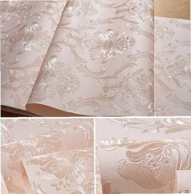 beibehang 53X300cm European embossed Damascus self adhesive wallpaper for walls 3D wall paper living room decoration bedroom