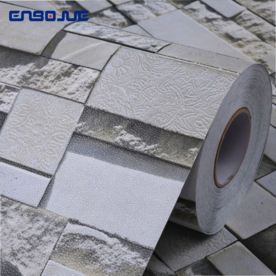 0.4x3M Modern 3D Wallpaper Vinyl Brick Pattern Bathroom Kitchen Waterproof Home Decor Wall Sticker Wallpapers For Living Room