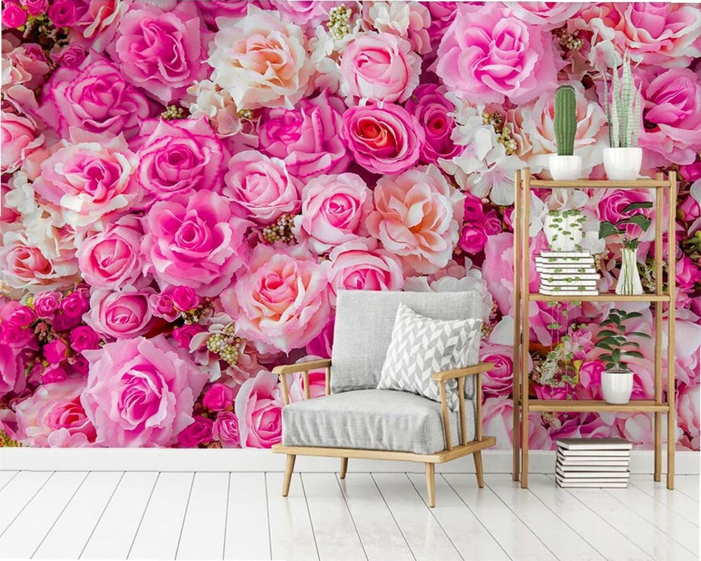 Beibehang Custom wallpaper Nordic modern pink roses TV background wall home decoration living room bedroom murals 3d wallpaper