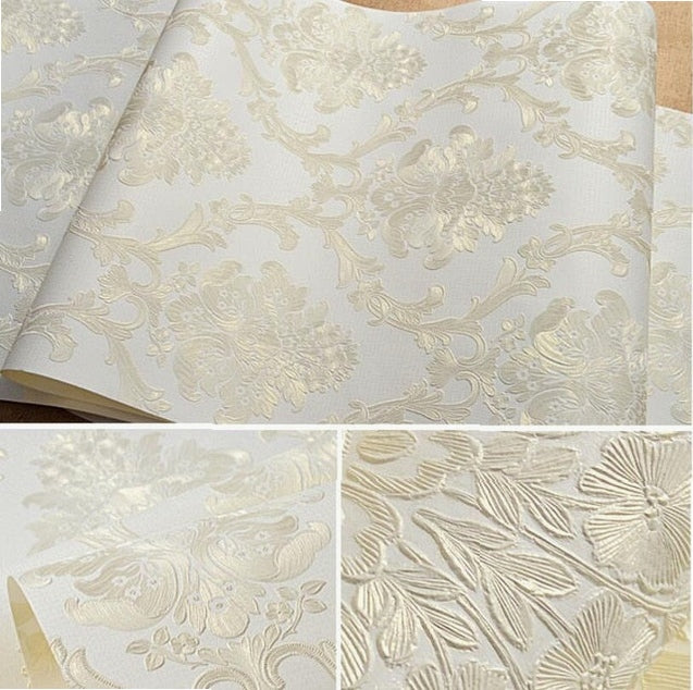 beibehang 53X300cm European embossed Damascus self adhesive wallpaper for walls 3D wall paper living room decoration bedroom