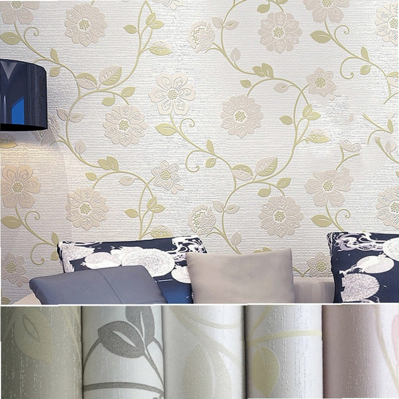 10 Meter Three-dimensional Non-woven Wallpaper 3D Romantic Pastoral Warm Bedroom Living Room Bedside TV Background Wallpaper